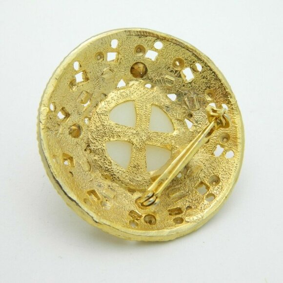 Pink Rhinestone Faux Pearl Round Medallion - Picture 4 of 4